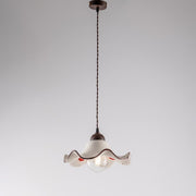 Black Rust fabric cable chandelier White ceramic lampshade 30x h16 cm