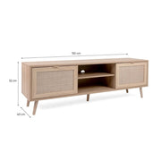 Bali 56A TV stand 2 wicker effect doors