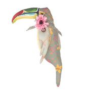 Toucan fabric puppet with flower 20x35x9 cm
