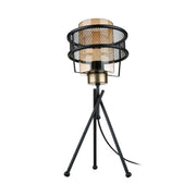 Large MDL3713 table lamp in woven iron with glass shade