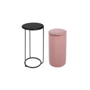 Annika modern coffee table-pouf combined set in antique pink