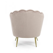 Retro armchair in light gray velvet peacock model