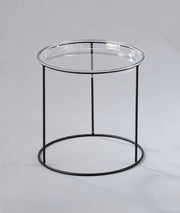 Coffee table with tempered glass top and black base 40x40 cm
