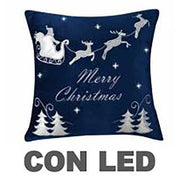 Fabric led cushion with blue reindeer cm40x40x12