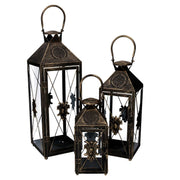 Black and gold metal lantern 1-3 cm19x19h54-66