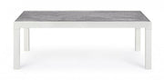 Outdoor coffee table in white aluminum KLEDI LUNAR 120x70x h43 cm