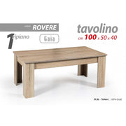 Low coffee table for living room oak With one shelf cm 100x 50 x 40 h