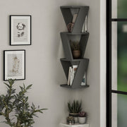 Zena hanging corner bookcase anthracite