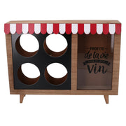 4-seater wooden bottle rack with rectangular bistro cork holder cm38x25h8