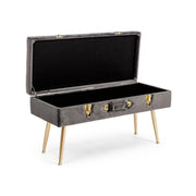 Velvet bench with storage POLINA Gray 80x34x h42 cm
