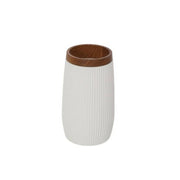 Elegant London toothbrush holder in white and wood premium series.