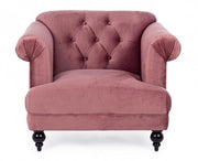 Blossom classic armchair with antique pink velvet effect 97x82x78h cm