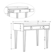 White Sponge Desk with Black Legs and Drawer - 81.40cm H x 61.80cm W x 100cm L