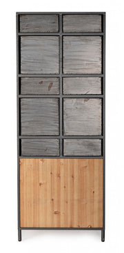 Store chest of drawers with 2 doors and 10 industrial style drawers cm 169h