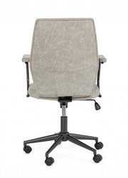 Low back office armchair in light gray eco-leather Jamie
