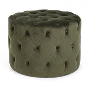 Vintage green velvet pouf cm 60 x 42 h