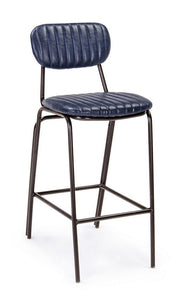 DEBBIE blue leatherette vintage bar stool 44x51x h100 cm