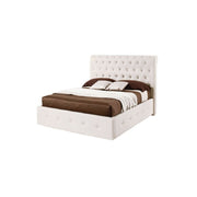 Queen size bed with storage in white eco-leather 140x223xh.120 cm