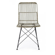 Contemporary style chair in steel and kubu Gray LUCILA 45x55x h85 cm