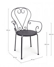 Garden chair with armrests in anthracite steel ETIENNE 49x49x h89 cm
