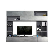 Living room wall unit oxide and cement L.277xP41xh.209 cm