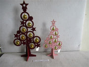 Blue wooden tree with gold bells cm26x15,5h53