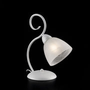 Table lamp in white iron shabby lampshade in white alabaster glass one light 26x h32 cm