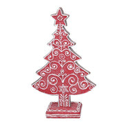Red resin tree with white decorations cm16x5,7h24