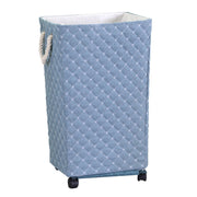 Rectangular blue fabric basket with wheels cm40x30h70