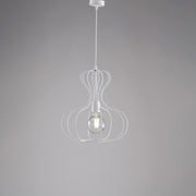 Industrial suspension chandelier in white and silver iron urban 35x h40 cm