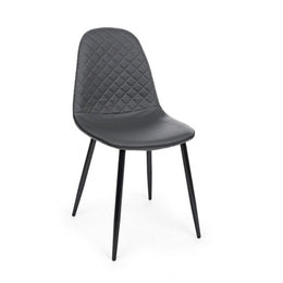 Dining chair in dark gray imitation leather AMANDA 45x54x h87 cm