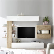 Living room wall unit White and oak L.295xP30xh.187 cm
