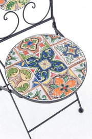 Outdoor garden chair in steel with folding ceramic