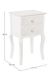 White wooden chest of 2 drawers Clorine 41 x 33.5 x 68 cm