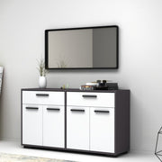 Multipurpose sideboard four doors two drawers White Gray TRUVA 140x40x h78 cm