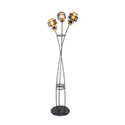 Large MDL3812 floor lamp in woven iron with 3 glass lights