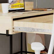 Leila Oak Desk with Anthracite Details and Drawer, 101x60x110 cm