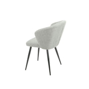 Light Grey Upholstered Krid Chair with Black Metal Legs 44cm x 41cm x 82cm
