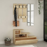 Oak hallway furniture with shoe rack and Vesty mirror 100x30xh.122 cm