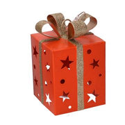Orange metal gift box 14.5x9h9 cm