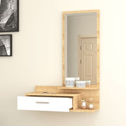 Entrance wall unit with mirror and white oak drawer 80x35xh.116 cm