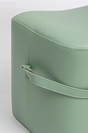 Rectangular pouf in imitation leather with GIONA handle Light Green 51x34x h35 vm