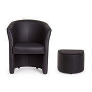 Leatherette armchair with black removable pouf RITA 64,5x 59,5x h78 cm