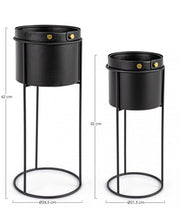 Set of 2 Zeina black steel plant pots