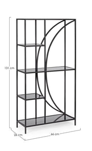 Korvet 4-storey black metal bookcase