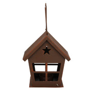 Brown metal lantern with star 14x10h16,5 cm