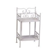 New jessica narrow metal shelf 2 floors white brush cm25x23h48