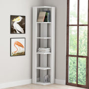 Nati white corner bookcase 5 shelves
