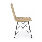 Contemporary style chair in steel and natural kubu LUCILA 45x55x h85 cm