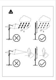 Aluminum parasol with white lateral pole 4x4 m